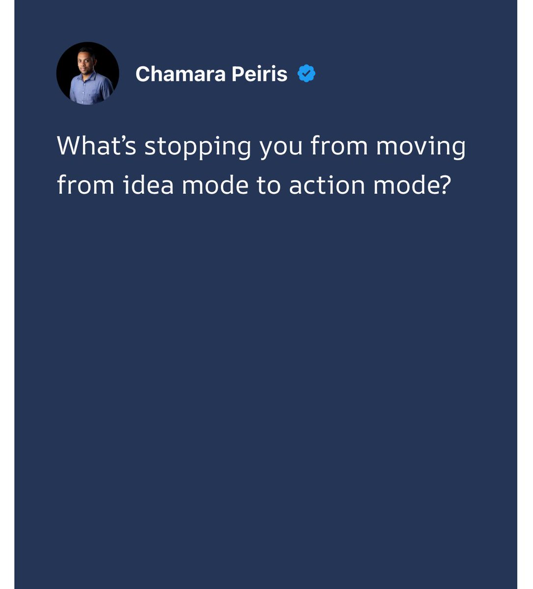 chamara's tweet image. 💭 Innovation without execution is hallucination.

Ideas are just the beginning. Execution is the grit that brings them to life. 🌟

The world is teeming with opportunities. Are you ready to take action? Let’s build! 🚀

#ExecutionOverIdeas #Entrepreneurship #Startups…