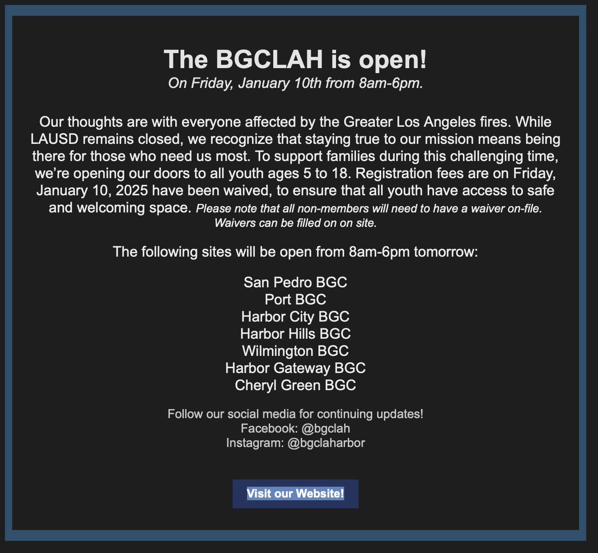WMSsteamMagnet's tweet photo. The BGCLAH is open! On Friday, January 10th from 8am-6pm. / ¡El BGCLAH está abierta! El viernes 10 de enero de 8am a 6pm horas. https://t.co/2tGv2ldlcs https://t.co/3vEGAPF5Ui