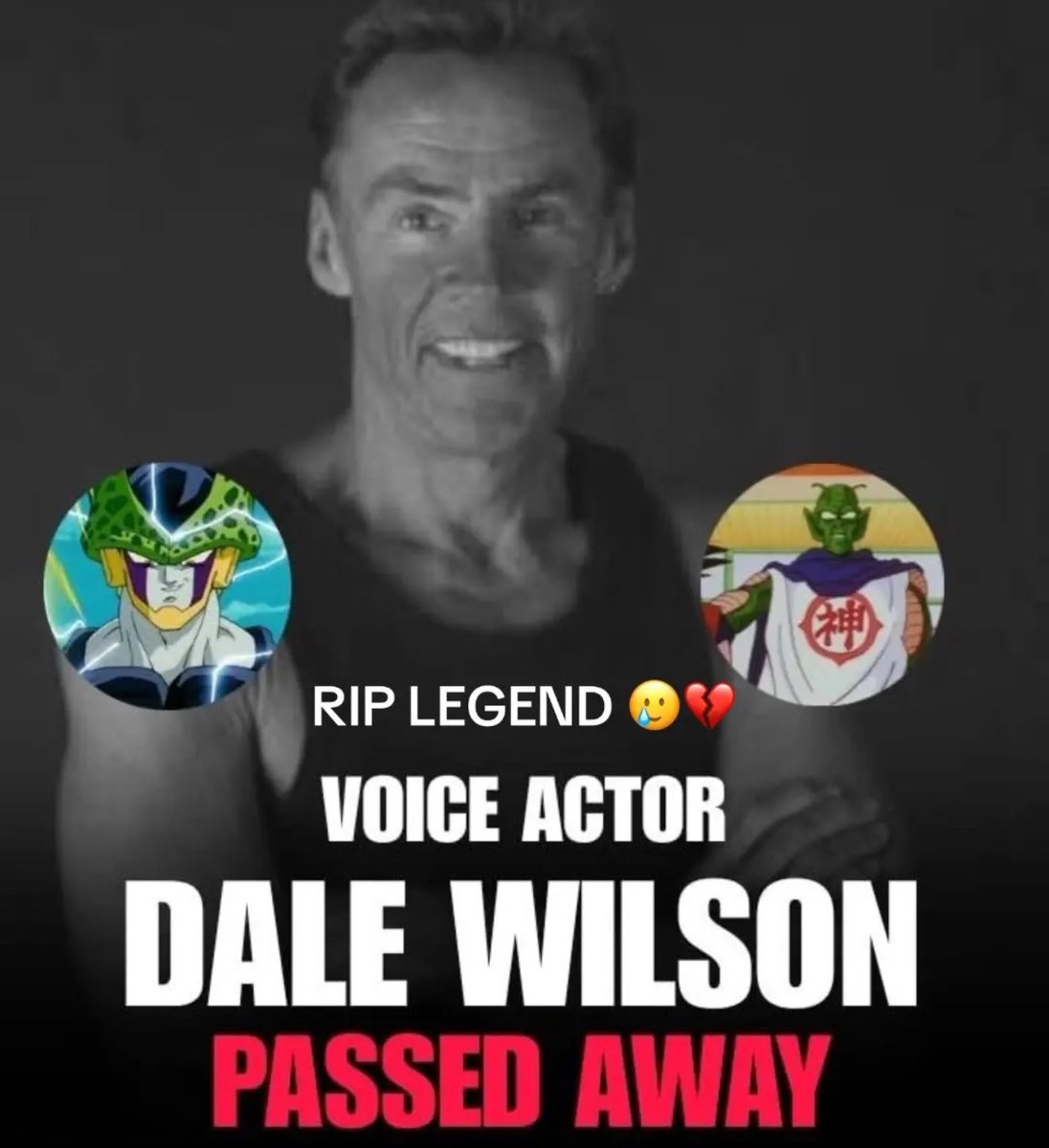 Goku's tweet image. Just received word from King Kai. Ocean Dub voice actor Dale Wilson has passed through the Other World Check-In Station.