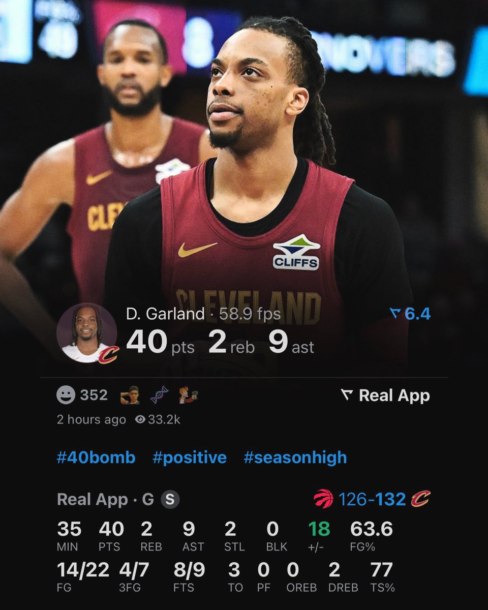 DARIUS GARLAND TONIGHT:

40 POINTS 
9 ASSISTS 
64% FG

ALL-STAR 🔥

(Via <a href="/realapp_/">Real Sports</a> )