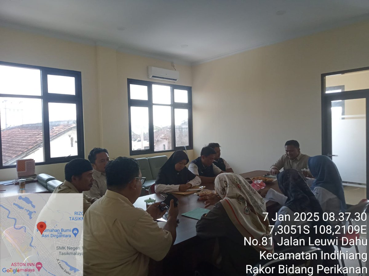 EvaRavela's tweet photo. Selasa (07/01/25), Eva Ravela NS, Luhkan Kota Tasikmalaya, di Dinas KP3,  Rapat kooordinasi bersama  Bidang Perikanan 
#GiatLuhkanSatminkalBogor
#Aktivitas  #KtTasik #luhlapor @kkpgoid
@bppsdm_kp  @pusluh_bppsdm
@brpbatpp_bogor https://t.co/5UbVcx6LQJ
