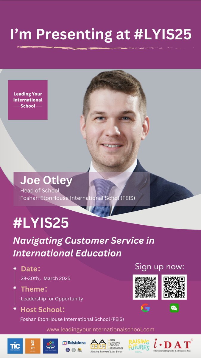 Joe will lead a workshop in the upcoming #LYIS25 Leadership Conference, focusing on:

- Building a positive school reputation
- Aligning school values with parent interactions
Ideal for leaders, teachers, &amp; anyone involved in shaping school-parent relationships.

#lyis25 #lyis