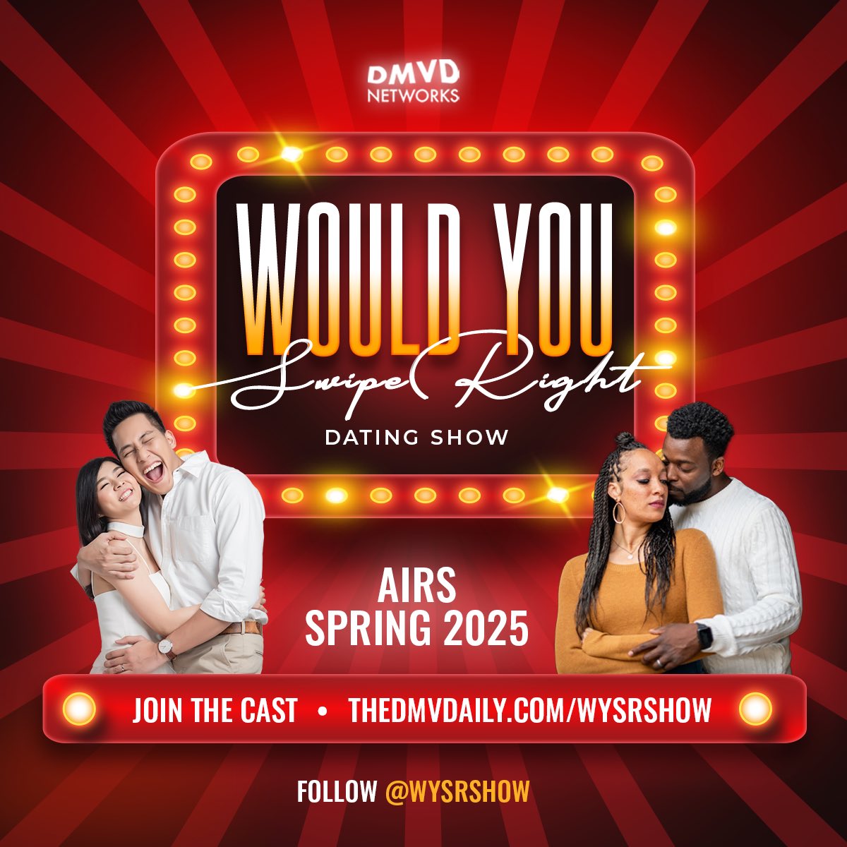 DMVDNetworks's tweet image. Our First Show “Would You Swipe Right” Dating Show - Based Out Of The DMV. 

Casting Now Open ⤵️
TheDMVDaily.com/WYSRShow 

@TheDMVDaily | #WYSR