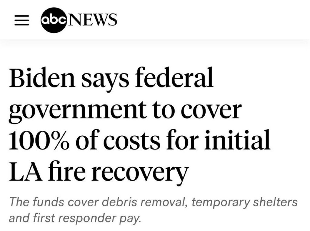 DerrickEvans4WV's tweet image. For the record, I have no issue helping out my fellow Americans, but why is Los Angeles getting special treatment compared to Maui, East Palestine, North Carolina, etc?