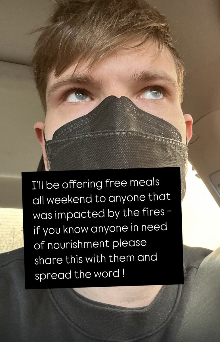 PLEASE SHARE: I can’t put out fires but I can cook food, if you know anyone in need during these fires or seriously affected and needs help please put them in touch with me ❤️ be safe Los Angeles, I love you dearly
