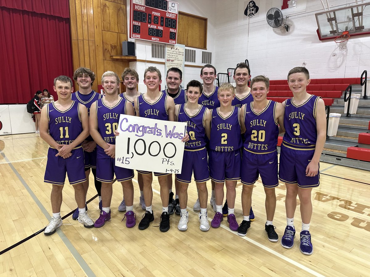 Sully Buttes BB picks up a win vs Highmore/Harrold 71-46. ⁦Congrats Junior ⁦<a href="/WesleyWittler/">Wesley Wittler</a>⁩ for getting his 1000th career pt in the game.