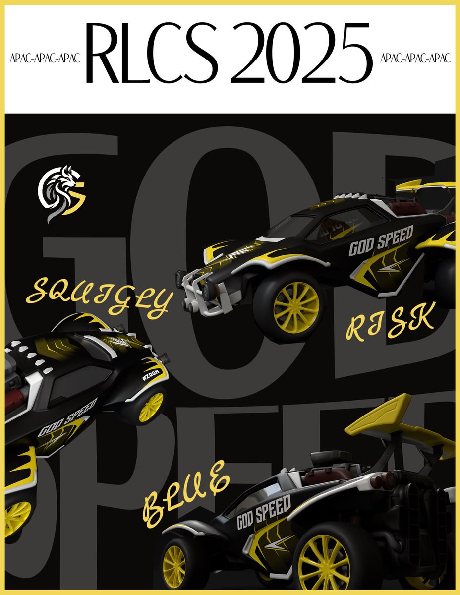 ⚡️What the Sigma? Boy’s we’re back in APAC 😎
 
🇲🇾<a href="/BlueeeRL/">BlueRL</a> 
🇸🇬<a href="/riskrl_/">risk</a> 
🇸🇬<a href="/Squiglyss/">Squigly</a> 

See yall out on the pitch ⚽️🚗💨

⚫️⚪️🟡⚡️
#Zoom | #RLCS |