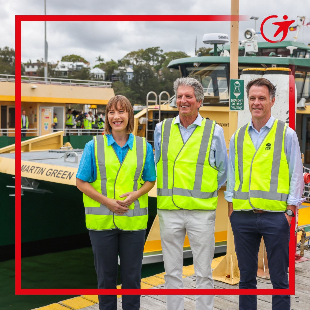 🚢 Welcome to Sydney, Martin Green! A pleasure to have the Premier, Min. for Transport and the namesake of this new vessel along this morning to welcome this new 200-capacity addition to the F3 Parramatta—Circular Quay route.