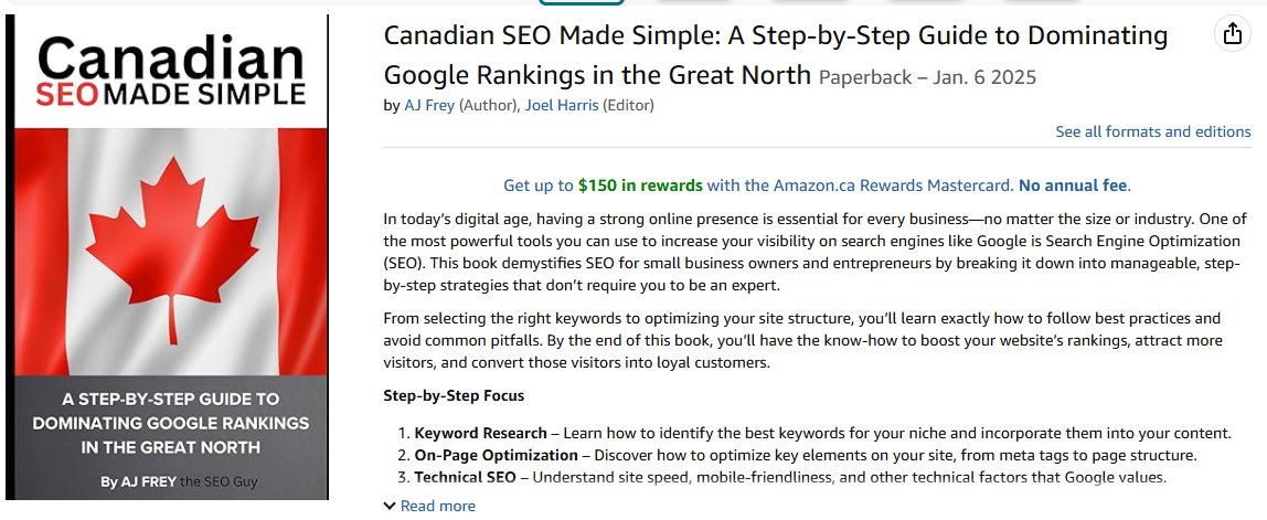 Happy New Year! 🎉

Exciting news: I've published my first book, Canadian SEO Made Simple! 📚 It's a practical guide designed to make SEO straightforward and accessible for everyone.

If you're looking to boost your online presence or master SEO strategies tailored to Canada,