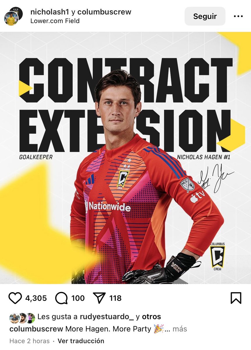 produDeportivas's tweet photo. El portero guatemalteco Nicholas Hagen, extiende su contrato hasta la temporada 2026 con opciones para 2027 y 2028 con el Columbus Crew de la MLS 🇺🇸.

Hagen consiguió dos títulos de la #LigaGuateBanrural en el #Clausura2017 y #Apertura2019 con el CSD Municipal. https://t.co/ZUvbglw4ay