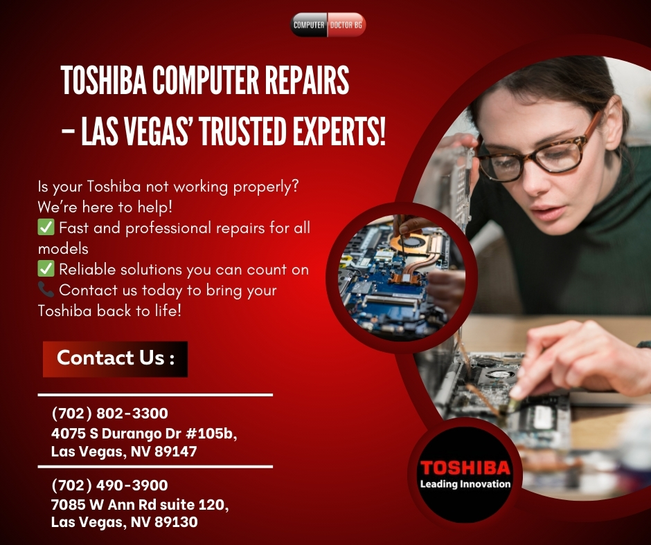 compdocbg's tweet image. Need Toshiba computer repairs in Las Vegas? Computer Doctor BG fixes any model—laptops, desktops, screens, batteries &amp;amp; more! Fast, reliable service.

#ToshibaRepairs #ComputerDoctorBG #LaptopRepairs #PCRepairs #MicroCenter #AppleStore