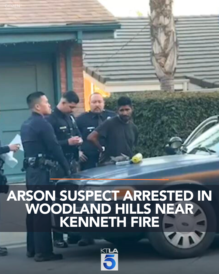 KTLA's tweet image. An arson suspect was arrested near the Kenneth Fire area as fire crews battled flames burning near homes in Calabasas and West Hills.
Details: trib.al/Y5XmlXM