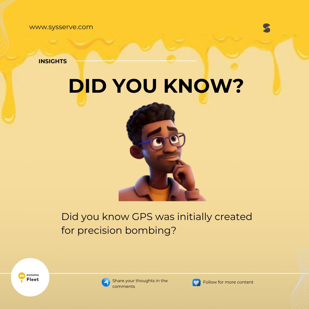 sysserve's tweet image. We rely heavily on GPS today, but did you know it was first developed by the U.S. military in the 1970s for precision bombing? They believed it would make warfare more humane.

Today, GPS is an indispensable tool, far beyond its military origins.

#fleet
#GPStechnology
#Sysserve