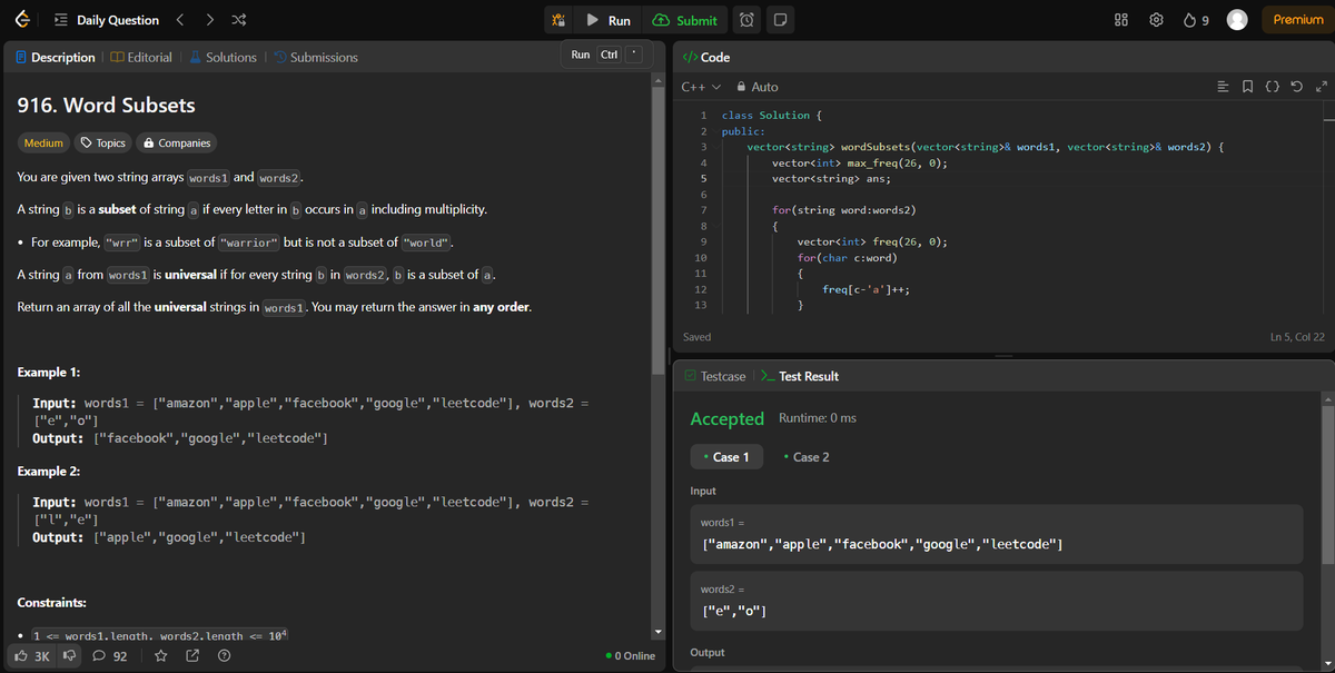 arav_mahind's tweet image. #Day30 of #30daysProductivityChallenge 

-- 📍Solved array related questions 
-- 💻Leetcode 
      - 916. Word Subsets
      - 135. Same Tree

&amp;gt;&amp;gt;&amp;gt; Today I have completed my #30daysProductivityChallenge 🚀 enjoyed a lot, keeping this continue... 🎯🎉

&amp;gt;&amp;gt;&amp;gt; Some words from your side