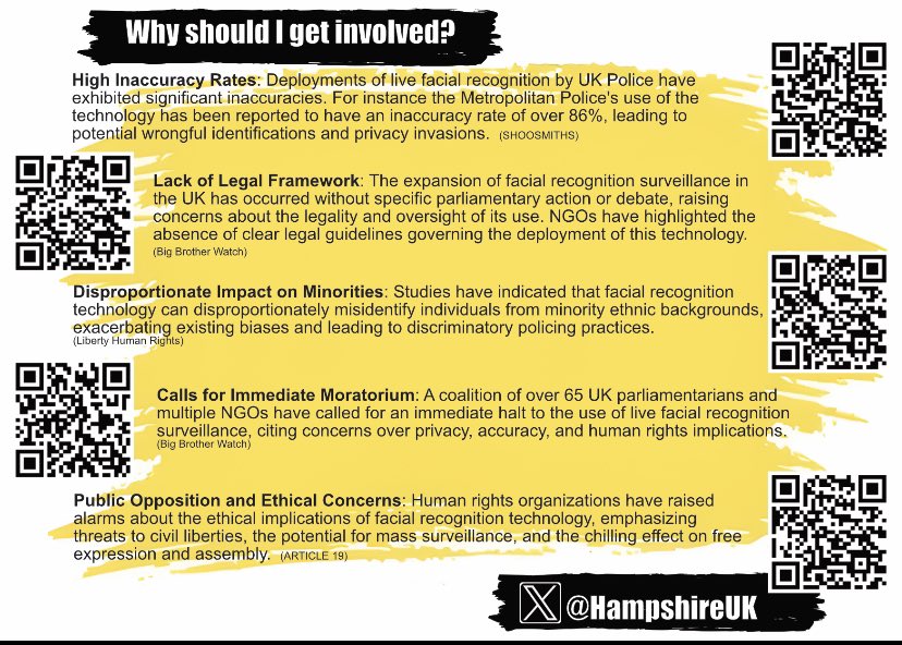 HampshireUk's tweet image. Join us in Winchester tomorrow as we share info on facial recognition cameras and talk with the community! #HampshireAgainstSurveillance  #StopFacialRecognition