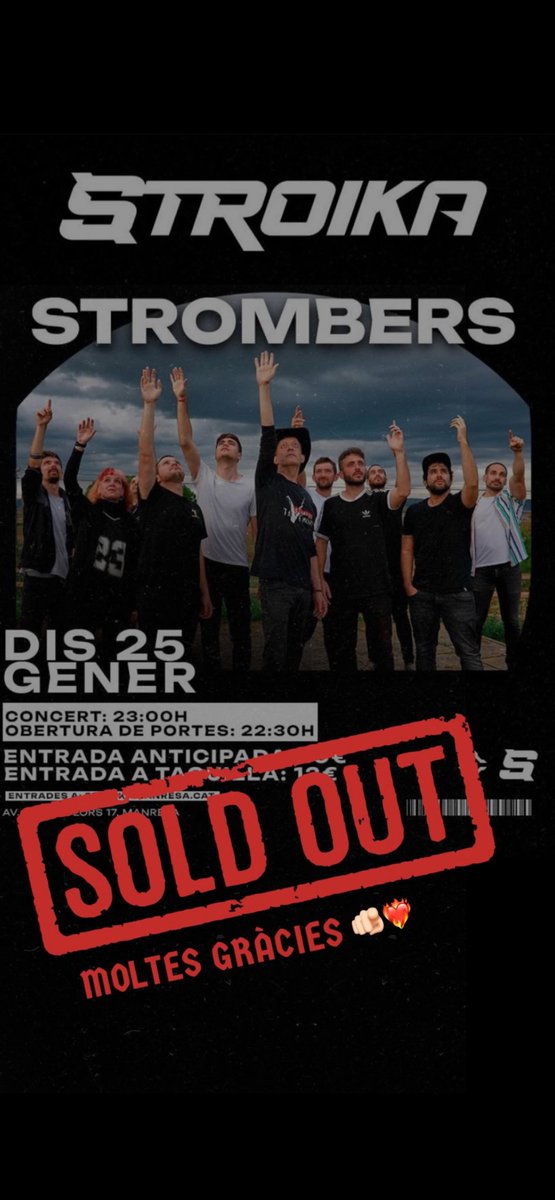 ❗️SOLD OUT❗️
Moltes gràcies a tothom.
Ens veiem el 25, prometem que serà èpic.