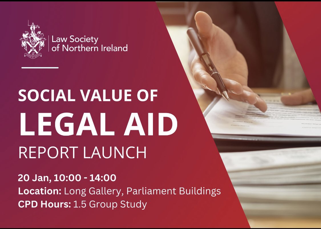 Dr Patricia O'Lynn (@patriciaolynn) on Twitter photo 📢 Join <a href="/LawSociety_NI/">Law Society of Northern Ireland</a> for the launch of "The Social Value of Legal Aid" report.
📅 20/01/2025,
🕰️ 10-12:30
🗺️ Long Gallery, NI Assembly.
Let's discuss the vital role of legal aid in ensuring fairness and justice.
RSVP: form.jotform.com/250083609098360 📢 Join <a href="/LawSociety_NI/">Law Society of Northern Ireland</a> for the launch of "The Social Value of Legal Aid" report.
📅 20/01/2025,
🕰️ 10-12:30
🗺️ Long Gallery, NI Assembly.
Let's discuss the vital role of legal aid in ensuring fairness and justice.
RSVP: form.jotform.com/250083609098360