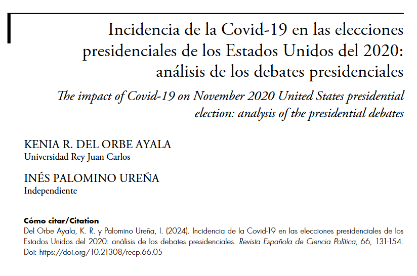 RevistaCCPPes's tweet photo. Incidencia de la Covid-19 en las elecciones presidenciales de los Estados Unidos del 2020: análisis de los debates presidenciales, un artículo de Inés Palomino Ureña y Kenia R. Del Orbe Ayala, publicado en el último número de la RECP.

➡️ https://t.co/xbmJ3U1BxS https://t.co/TmxFGLWsON