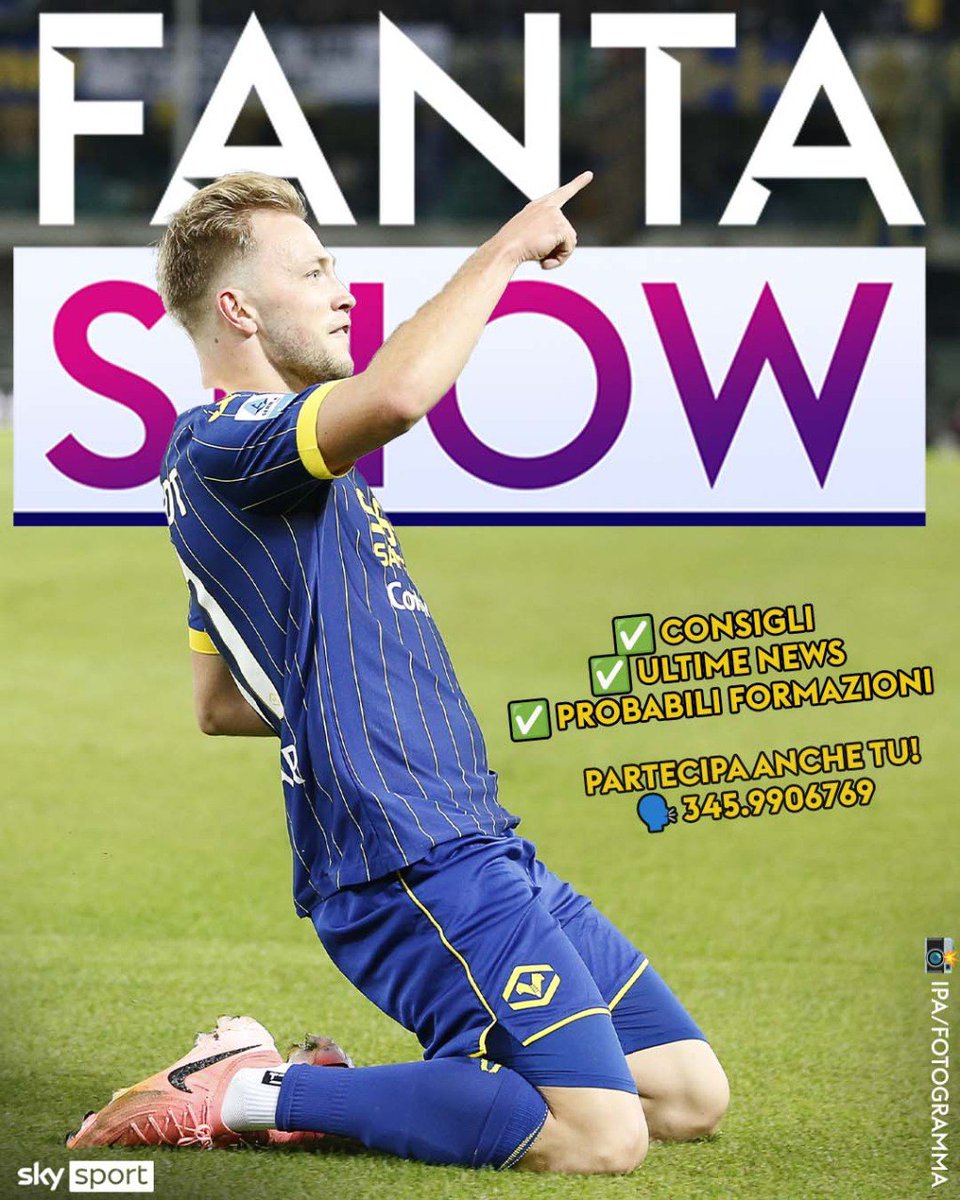 📣 Torna #SkyFantaShow
🗓 Oggi alle 18 in diretta su #SkySport 24
👥 Con
<a href="/MarioGiunta/">Mario Giunta</a>
<a href="/marcodemi90/">Marco Demicheli</a>
<a href="/CarmineCassandr/">Carmine Cassandra</a>
 
🤔 Dubbi sulla formazione❓
🗣️ Mandaci un messaggio vocale su whatsapp al numero 345.9906769
🔊 I migliori saranno ascoltati in trasmissione
#SkySerieA