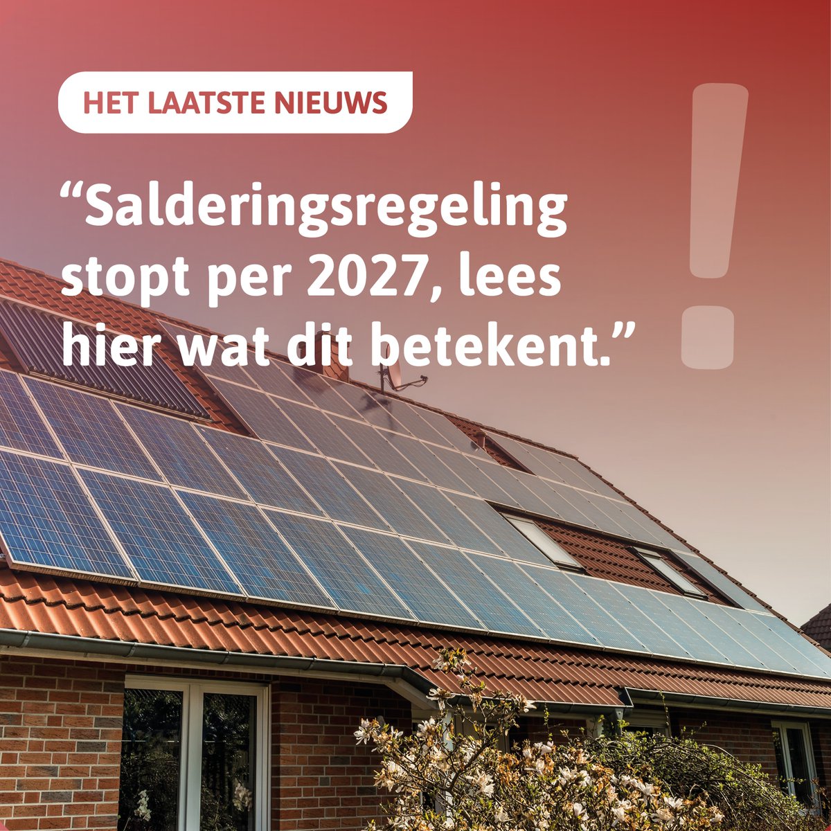 De salderingsregeling stopt in 2027. Vanaf dat moment krijg je geen geld meer voor de stroom die je met je zonnepanelen teruglevert aan het net. Wel blijft de teruglever-vergoeding. 
Dit is wat er verandert: brabantwoontslim.nl/nieuws/salderi…