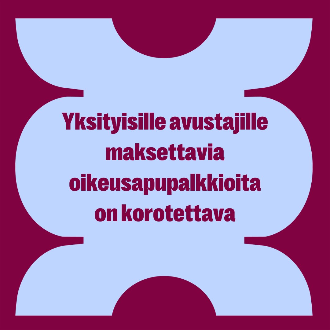 Oikeusapupalkkioita on korotettava vähintään 130 euroon tunnilta. Lisäksi palkkiotason kohtuullisuutta tulee arvioida jatkossa säännöllisemmin suhteessa yleiseen ansiotulo- ja kustannuskehitykseen.

Lue lisää: juristiliitto.fi/yksityisille-a…

#oikeusapupalkkiot #oikeusapupalkkio