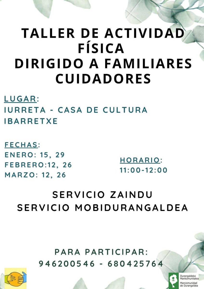 DurangokoMankom's tweet photo. Senide zaintzaileentzako jarduera fisikoko tailerra antolatu dute Mankomunitateak eta MOBI Durangaldeak.
 
Mancomunidad y MOBI Durangaldea organizan un taller de actividad física dirigida a familiares cuidadores.
 
🔗 https://t.co/Pu6bzaO0Yd https://t.co/vvsk8VA3CH