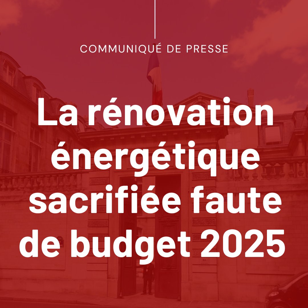 🚨 [COMMUNIQUÉ] La rénovation énergétique sacrifiée faute de budget 2025 !

<a href="/valerieletard/">Valérie Létard</a>, la ministre déléguée au #Logement, vient d’annoncer l’impossibilité pour l’État de s’engager formellement pour le paiement des aides #MaPrimeRénov’ depuis le 1er janvier 2025, faute de loi