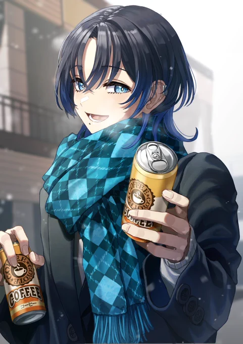 ごめん待った?これ飲んで温まろ?#青ペン 