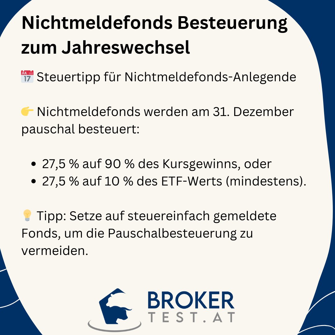 brokertest_at's tweet photo. Nichtmeldefonds (z. B. REITs) werden zum Jahreswechsel pauschal besteuert: 27,5 % auf 90 % Kursgewinn oder 10 % ETF-Wert. 👉 Besser auf Meldefonds setzen!
https://t.co/RNXjSRrPO1
#steuern #meldefonds #nichtmeldefonds https://t.co/ScwYZyaGcK