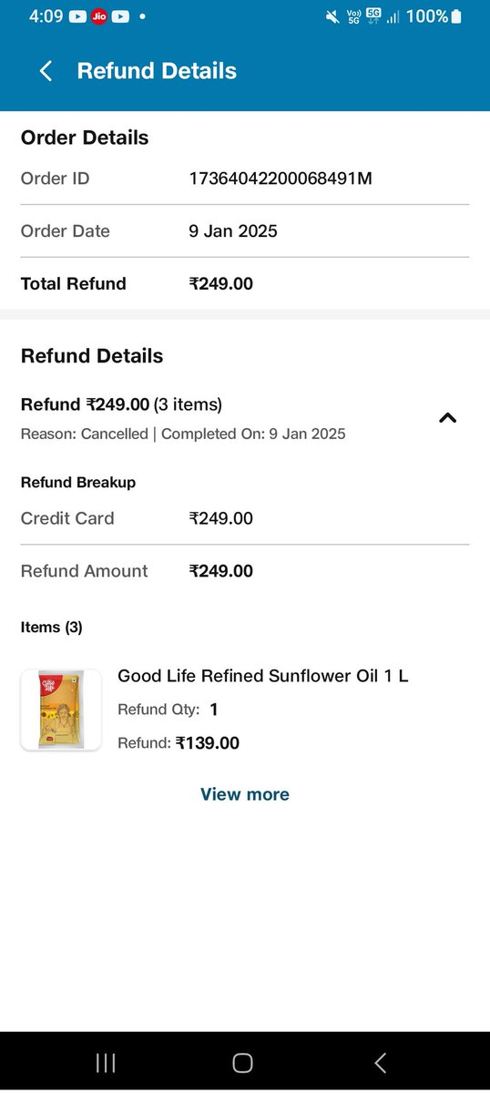 Krishulv's tweet photo. @JioMart_Support  where is my refund jio mart why you doing froud with customer https://t.co/WCX73tJnS3