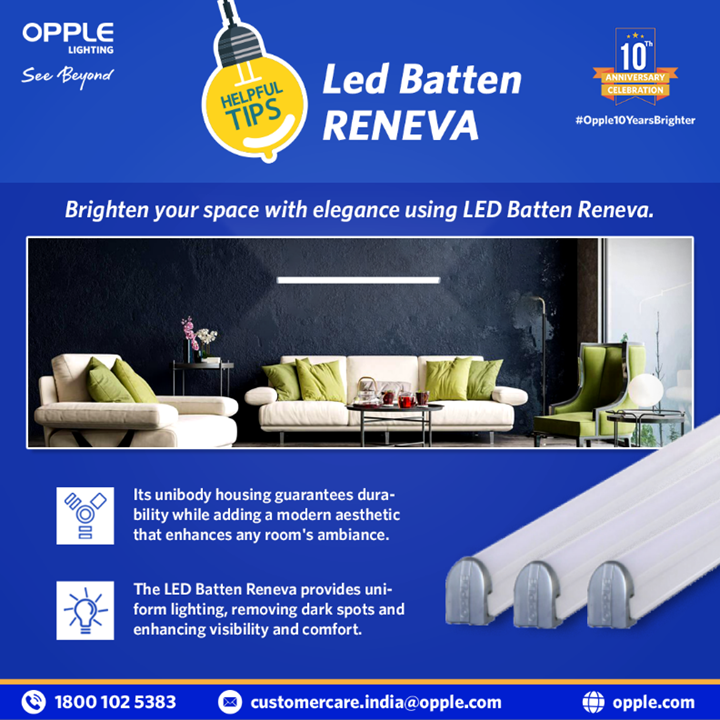 Oppleindia's tweet image. 💡 Illuminate your world with OPPLE's #LEDBatten Reneva!

Perfect for creating a bright, inviting atmosphere in any space, this sleek batten light combines modern aesthetics with #energyefficiency. 

#OPPLELighting #Ambiance #CreativeLighting #HomeDecor #LEDLighting #LightItUp
