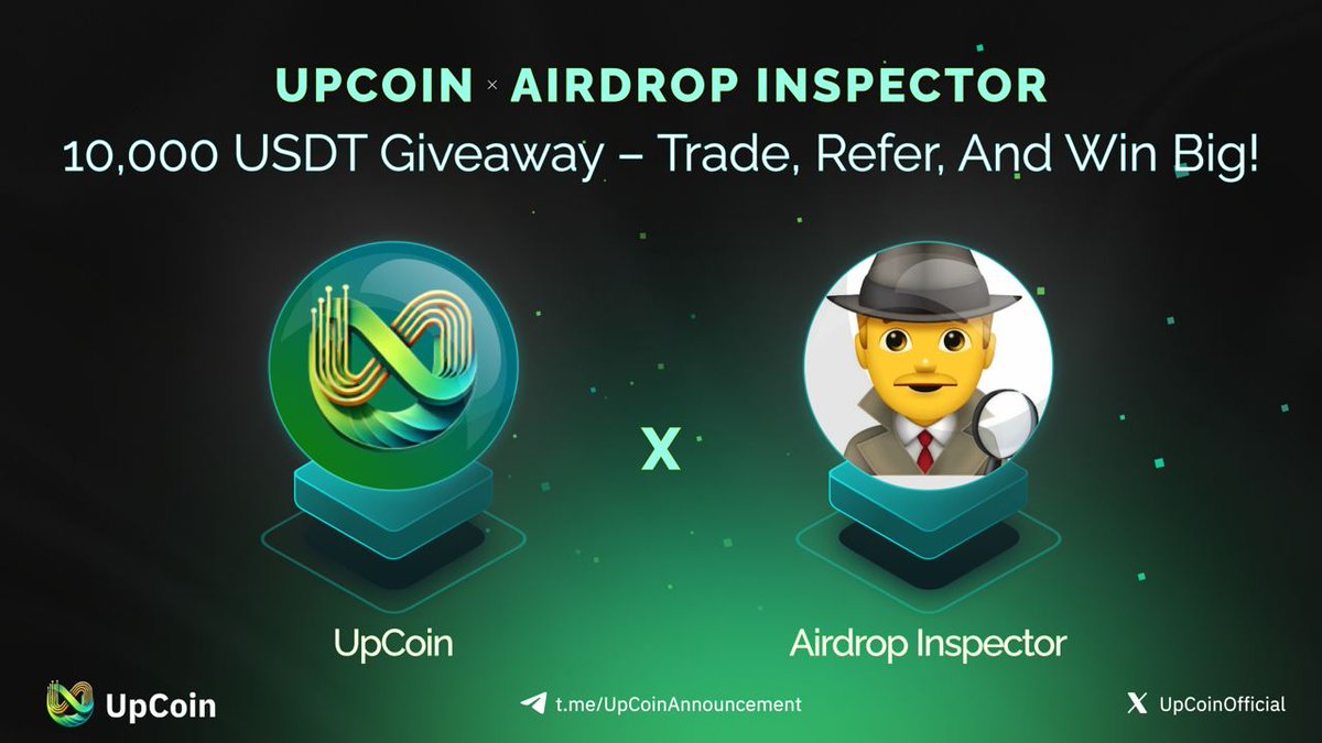 New airdrop: UpCoin (USDT)
Total Reward: 10,000 USDT
Rate: ⭐️⭐️⭐️⭐️
Winners: 700 Random &amp; Top 10
Distribution: 17th February

Bot Airdrop Link: t.me/UpCoin_Airdrop…

#Airdrop #Airdrops #Airdropinspector #UpCoin #USDT #CryptoExchange #CryptoAirdrop #TelegramAirdrop #TGBot