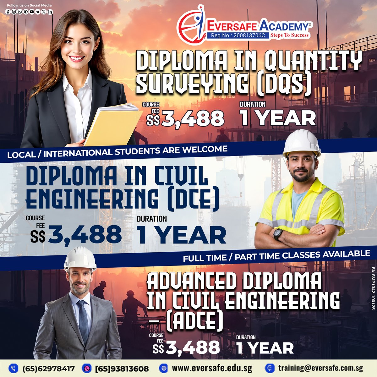 EversafeAcademy's tweet image. 𝐂𝐈𝐕𝐈𝐋 𝐄𝐍𝐆𝐈𝐍𝐄𝐄𝐑𝐈𝐍𝐆 
✅ WhatsApp: 📱 bit.ly/3JKmp0J
✅ Call: 📞 +6562978417
✅ Website: 🌐 eversafe.edu.sg 
#CivilEngineering #QuantitySurveying #ConstructionCareers #BuildTheFuture #SurveyingExperts #EngineeringSuccess #ADCEJourney
