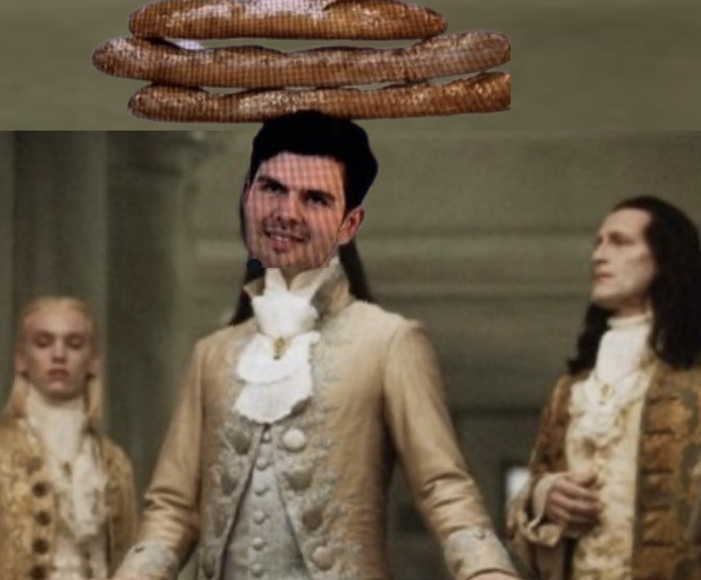 baguette_wtf's tweet image. Sadly there is not enough room to show the 500 other baguettes on top of @Temptranquil&apos;s head