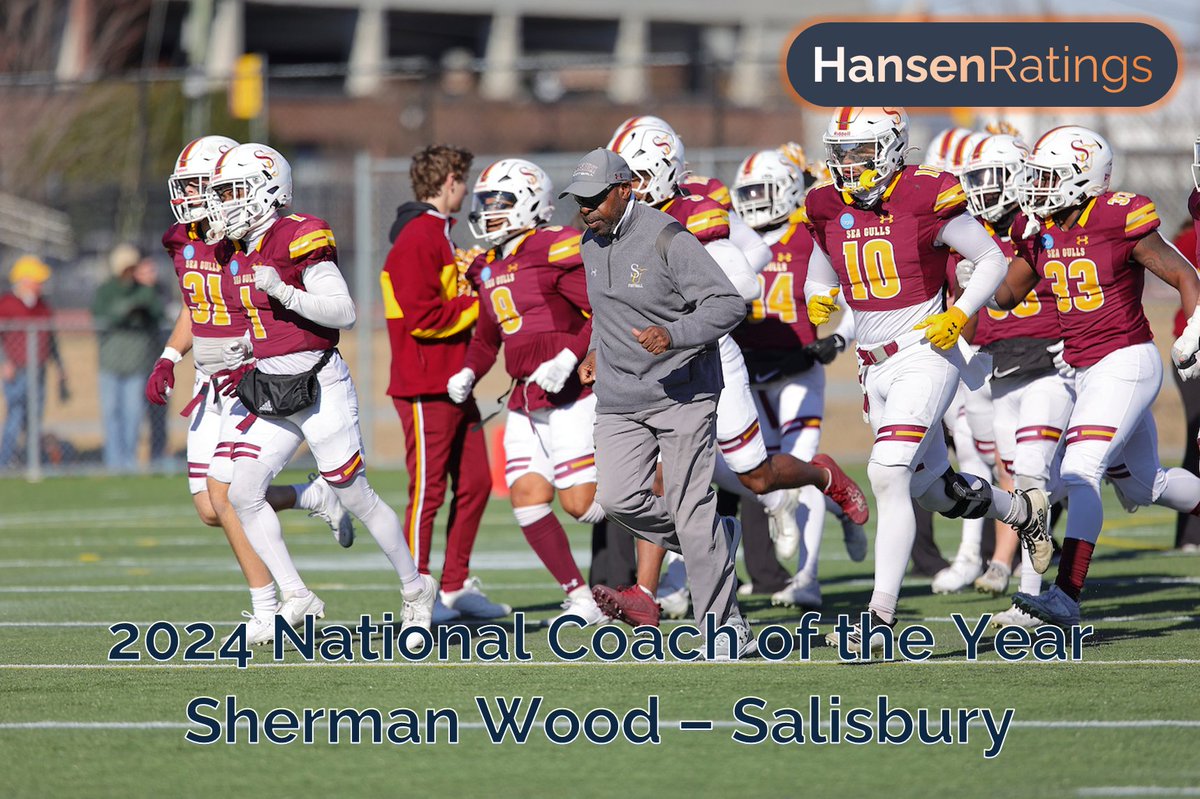 Announcing the 2024 Hansen Ratings All Americans

Offensive MVP: Aaron Syverson - St. John's
Defensive MVP: Durand Hill - Mary Hardin-Baylor
Special Teams MVP: Daniel Cunningham - Denison
Coach of the Year: Sherman Wood - Salisbury

#d3fb

hansenratings.github.io/2024%20All%20A…