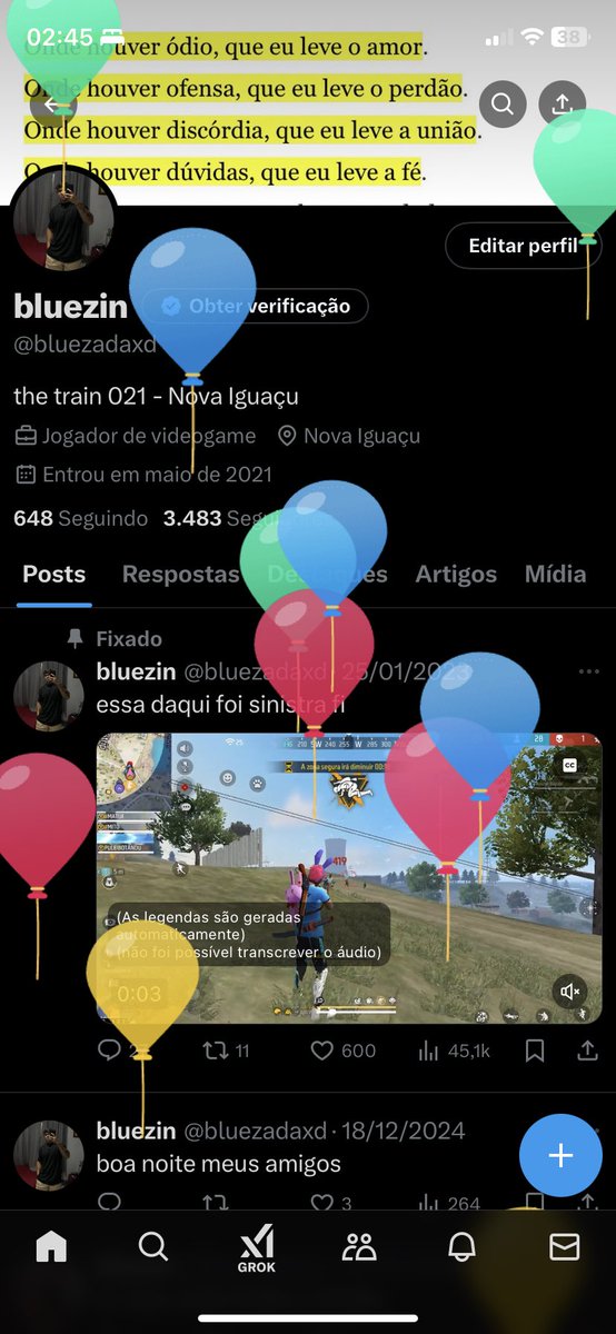 bluezadaxd's tweet image. balãozinho subiu, obrigado por mais um ano de vida Deus 🙏🏽