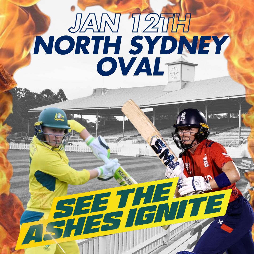 It all kicks off on Sunday 🔥 

North Sydney Oval hosts the Women's Ashes opening ODI on Sunday and it's going to be blockbuster.

You don't want to miss this....

Location: North Sydney Oval
Time: 10:30am AEDT