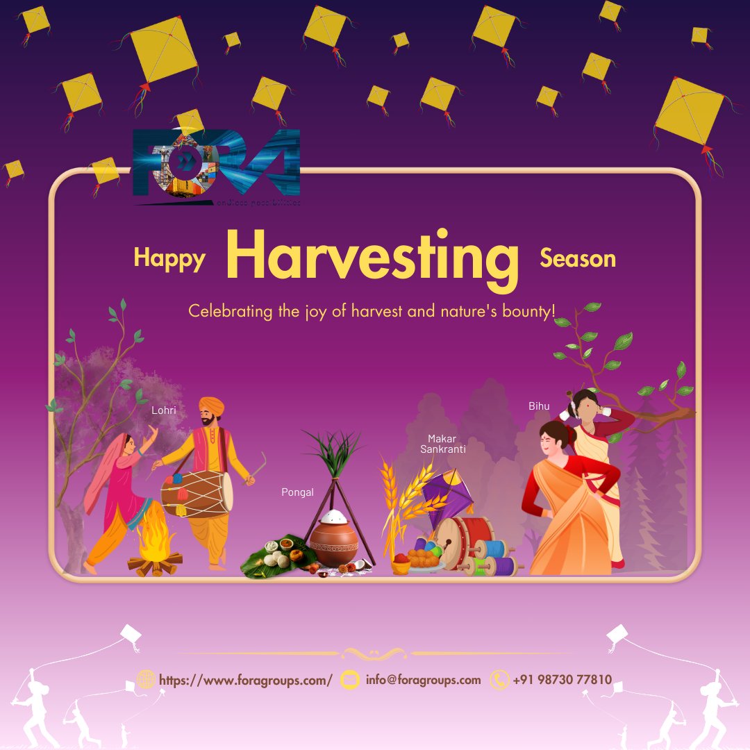 foragroups's tweet photo. "Wishing everyone a joyful harvest season! 🌾✨ Celebrate 𝐋𝐨𝐡𝐫𝐢, 𝐌𝐚𝐤𝐚𝐫 𝐒𝐚𝐧𝐤𝐫𝐚𝐧𝐭𝐢, 𝐏𝐨𝐧𝐠𝐚𝐥, 𝐚𝐧𝐝 𝐁𝐢𝐡𝐮with unity, prosperity, and hard work. Let’s grow together with seamless logistics from FORA Group! 
#Lohri #MakarSankranti #Pongal #Bihu #Prosperity https://t.co/1PvCER3D6Q