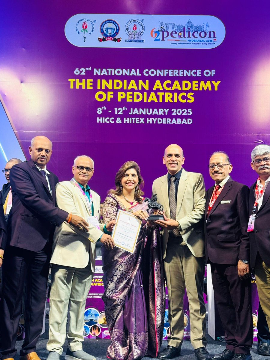 PHO chapter received the second prize in the Best subspecialty chapter category at PEDICON 2025 in Hyderabad. Dr Manas Kalra received the award on behalf of PHO chapter.
<a href="/iapindia/">Indian Academy of Pediatrics (IAP)</a> <a href="/DrManasKalra1/">Dr Manas Kalra</a> <a href="/Satyayadav__/">Satya Prakash Yadav</a> <a href="/DrShrutiKakkar/">Shruti Kakkar</a> <a href="/drshweta_pedonc/">Shweta Bansal</a> <a href="/DrNehaRastogi1/">Dr Neha Rastogi</a> <a href="/DwivediDrpankoo/">Pankaj Dwivedi</a>