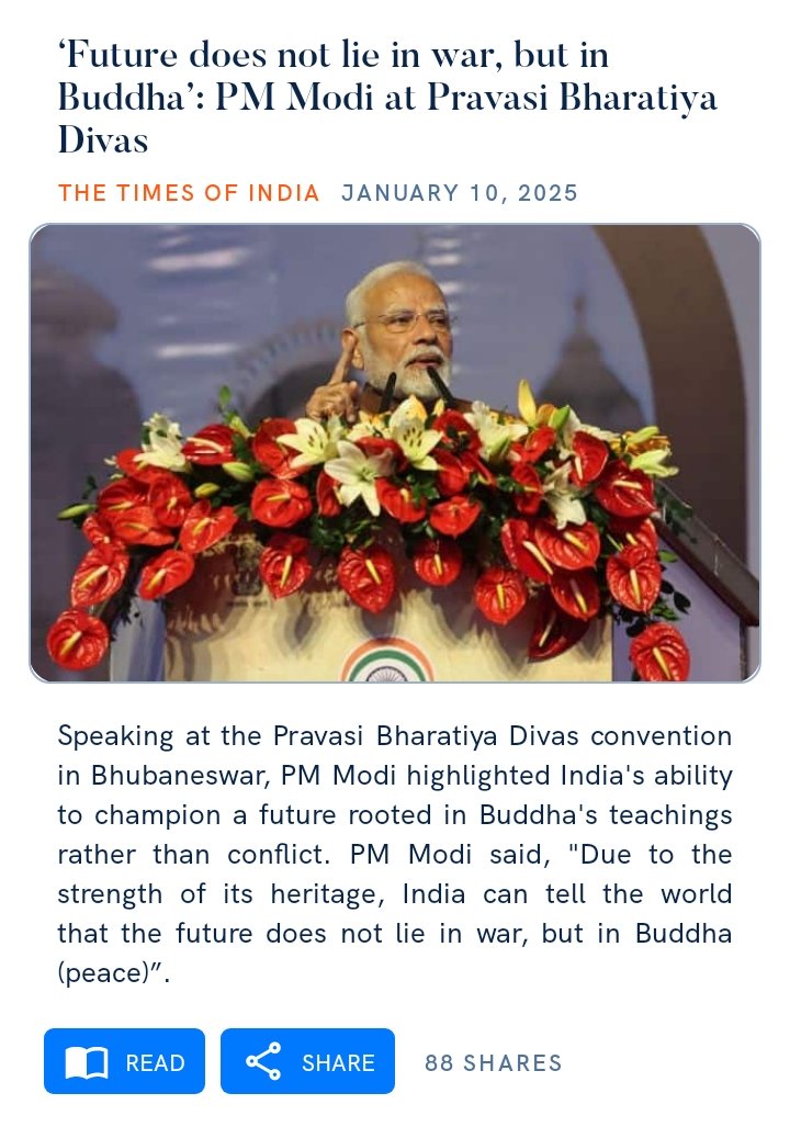 NareshKAiran's tweet photo. ‘Future does not lie in war, but in Buddha’: PM Modi at Pravasi Bharatiya Divas
https://t.co/3tZ7Fl4LXQ

via NaMo App https://t.co/BatTfynDNy