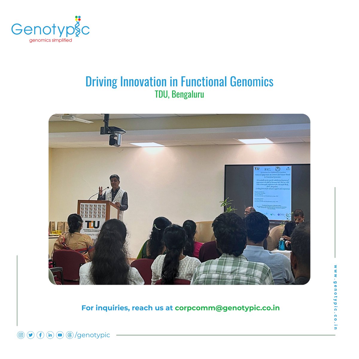 Genotypic Technology (@genotypictech) on Twitter photo 🌟 Pioneering the Future: Genomics + AI! 🌟
Day 2 of the National Symposium at TDU, Bengaluru, was remarkable! Dr. Raja Mugasimangalam, CEO of <a href="/GenotypicTech/">Genotypic Technology</a>, shared insights on “How Genomics & AI are Changing the World Together.”
#Genomics #AI #FunctionalGenomics 🌟 Pioneering the Future: Genomics + AI! 🌟
Day 2 of the National Symposium at TDU, Bengaluru, was remarkable! Dr. Raja Mugasimangalam, CEO of <a href="/GenotypicTech/">Genotypic Technology</a>, shared insights on “How Genomics & AI are Changing the World Together.”
#Genomics #AI #FunctionalGenomics