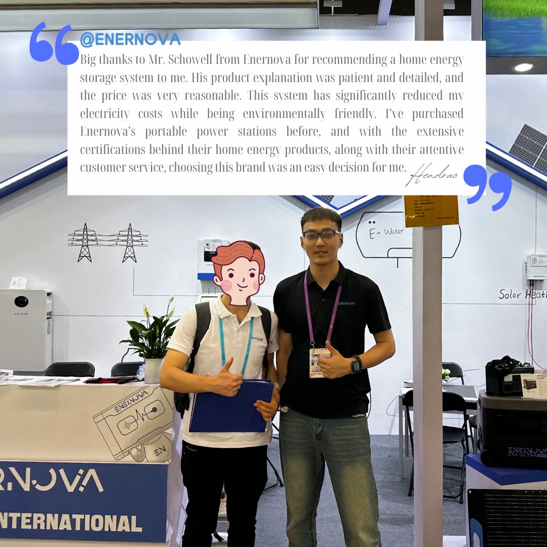 ener_nova's tweet image. Thank you, Mr. Hendra, for your positive feedback!

We’re dedicated to continuously improving our products and services to help solve your home energy storage needs and more. Your satisfaction motivates us to keep moving forward!

#Enernova #HomeEnergySolutions #CustomerFeedback
