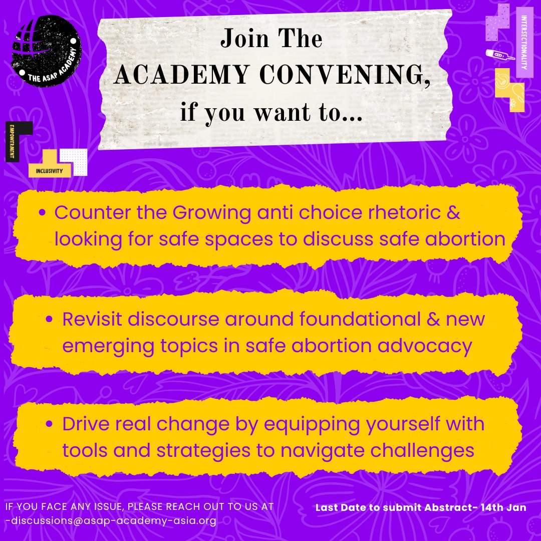 This #AcademyConvening will be one of the few global spaces for advocates, activists, and anyone interested in safe #abortionrights to gather and participate in approaching-discussing about the issue from various perspectives and intersectionalities. 
Whether you are currently