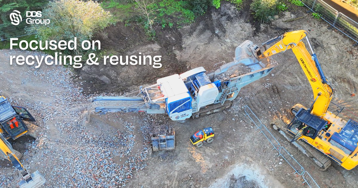 DDS_Group_'s tweet image. Recycling arisings from a demolition project for future use has huge positive impact on a development&apos;s carbon cost. 

We work with clients to crush to the grade requirements of the new development&apos;s plans and create a stock pile ready for new foundations.

#demolitionprojects
