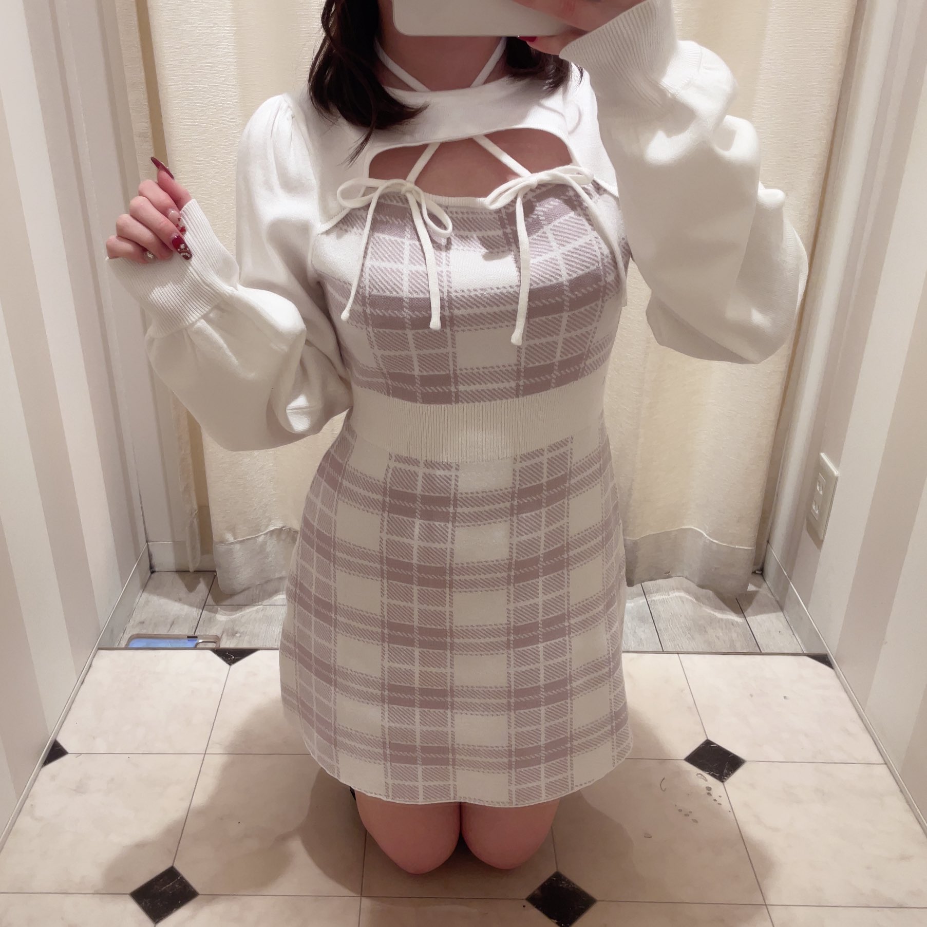 evelyn エブリン ボレロチェックOP 黒 ニットワンピース - メルカリ