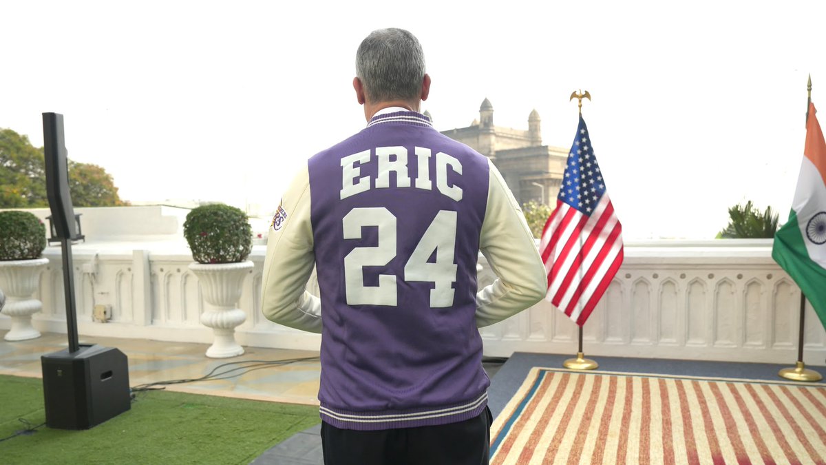 U.S. Ambassador to India (@usambindia) on Twitter photo Thrilled to receive this slam dunk of a gift—a Los Angeles <a href="/Lakers/">Los Angeles Lakers</a> letterman jacket from <a href="/NBAIndia/">NBA India</a>! 🏀 A perfect reminder of my LA roots and the vibrant basketball culture thriving in India. Grateful for this thoughtful gesture that bridges our shared love for the game. Thrilled to receive this slam dunk of a gift—a Los Angeles <a href="/Lakers/">Los Angeles Lakers</a> letterman jacket from <a href="/NBAIndia/">NBA India</a>! 🏀 A perfect reminder of my LA roots and the vibrant basketball culture thriving in India. Grateful for this thoughtful gesture that bridges our shared love for the game.