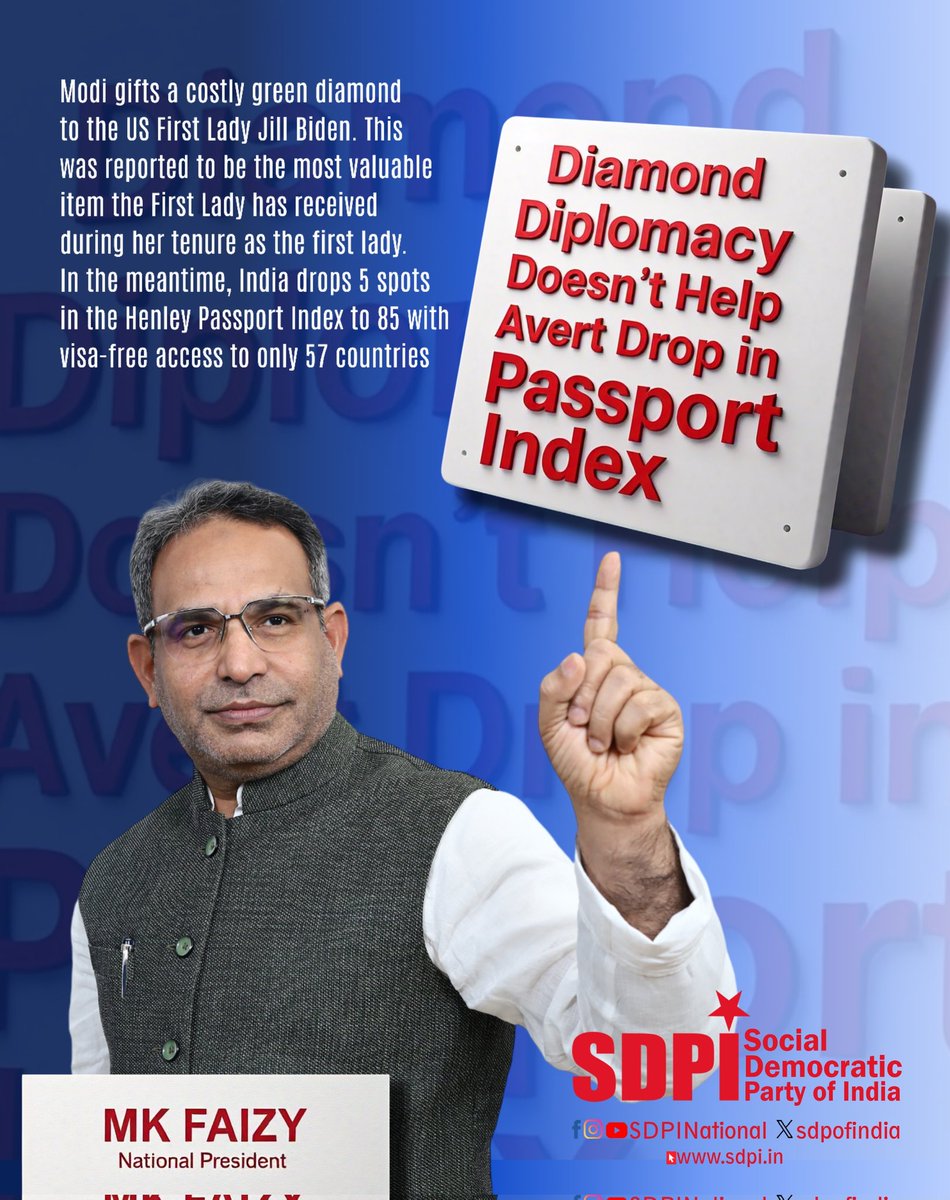 Modi gifts a costly green diamond to the US First Lady Jill Biden. This was reported to be the most valuable item the First Lady has received during her tenure as the first lady. India drops 5 spots in the Henley Passport Index to 85 with visa-free access to only 57 countries.