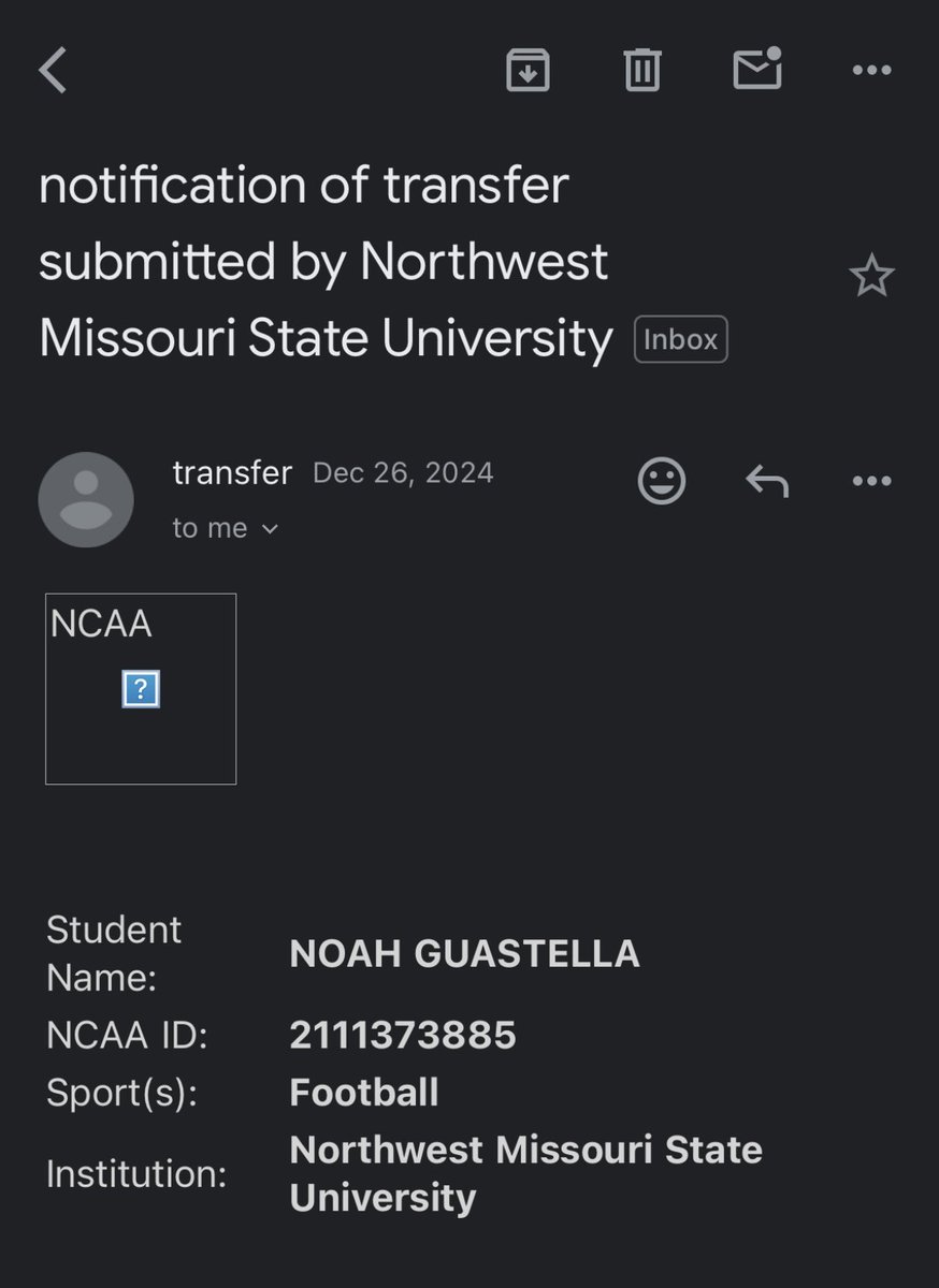 Thank you everyone from Northwest Missouri State, I’m thankful to be apart of this program, but with that being said I will be entering the transfer portal with 1 year of eligibility remaining as a Grad Transfer

Kicker🚨
3 Year Starter
3 time MIAA POTW
Third Team all Conference