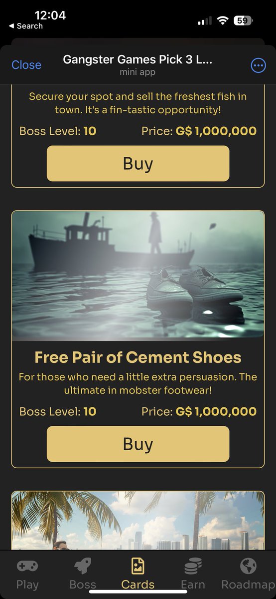 Step into the ultimate mobster style! 👞Play now and win big, but beware—you might end up with a free pair of cement shoes.     

Play now: t.me/gangster_games… 

#GangsterGames #Crypto #Bitcoin #CryptoNews #telegram #TelegramMiniApp