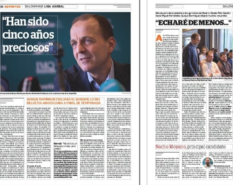 Hoy en <a href="/DiariodeNavarra/">Diario de Navarra</a>, información sobre la despedida anunciada por <a href="/AnaitasunaBM/">ANAITASUNA</a> 
 de <a href="/EMunaiz/">Quique Domínguez</a> al término de esta Liga <a href="/ASOBAL/">ASOBAL</a> 
diariodenavarra.es/noticias/depor…